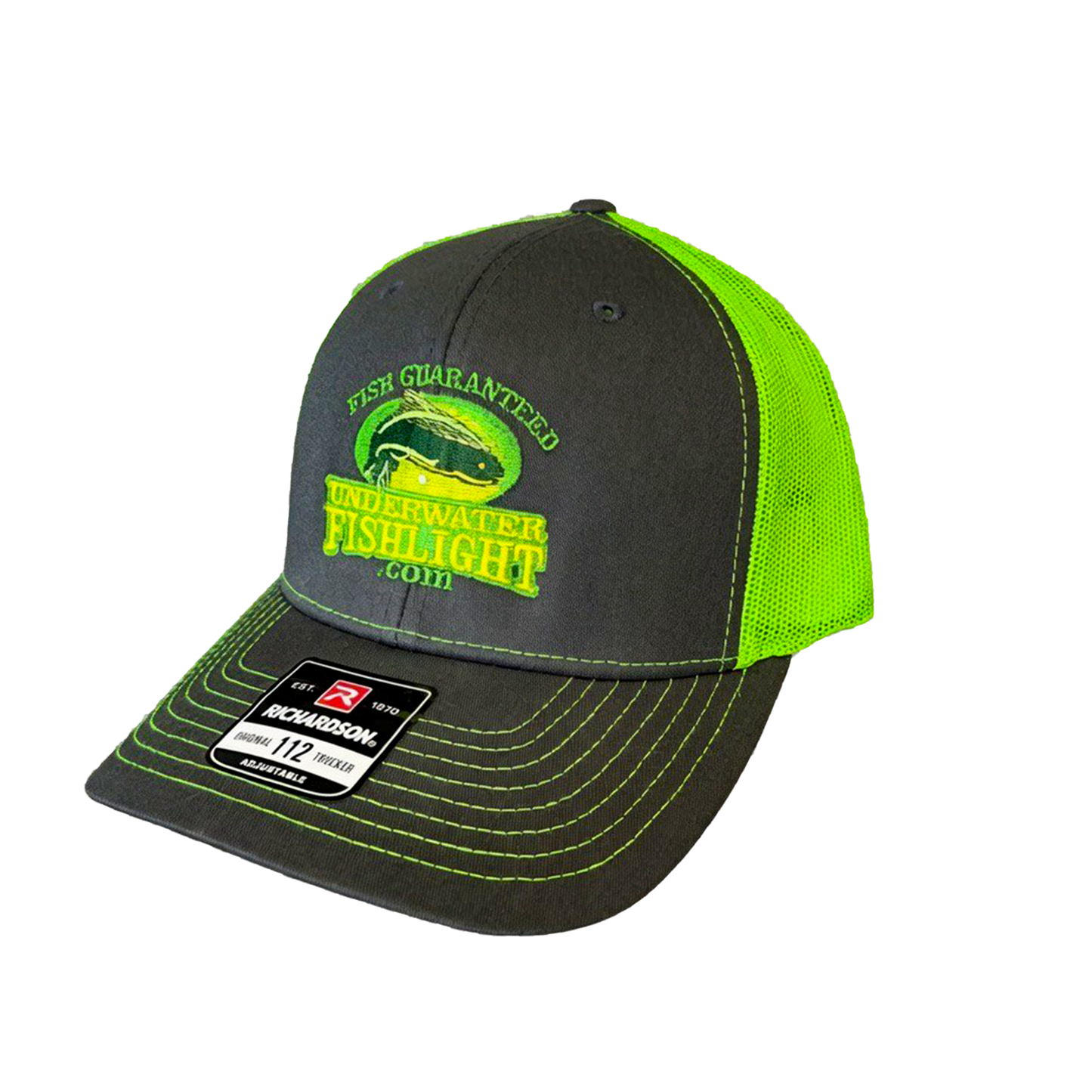 Snap Back Trucker Hat – Charcoal / Neon Green