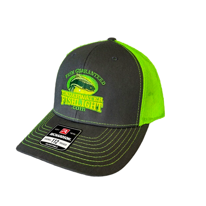 Snap Back Trucker Hat – Charcoal / Neon Green
